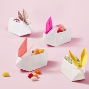 easter egg hunt ideas, bunny markers, origami bunnies