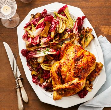 orangeginger roast chicken with fennel and radicchio salad